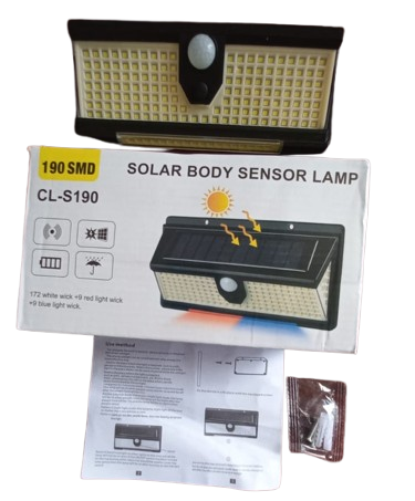 LAMPARA SOLAR CON SENSOR 190 LED